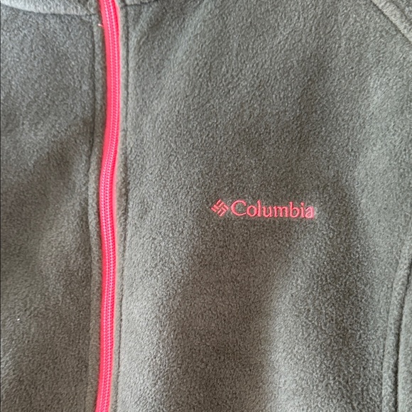 Womens Columbia Olive Fleece Jacket with Coral Zipper size 2X - Picture 2 of 7